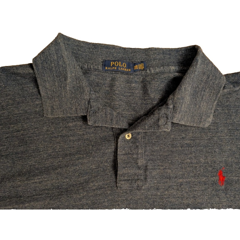 Polo Ralph Lauren Shirt Mens 4XB Heathered Blue Big & Tall Red Pony Short Sleeve
